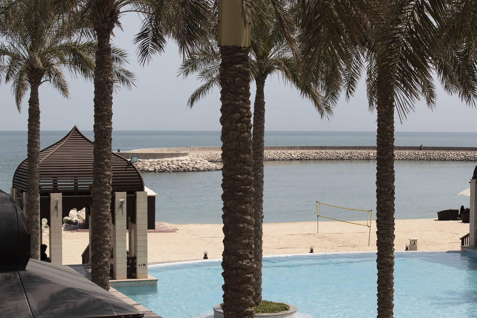 Pool and Jetty aerial view of Jumeirah Messilah Beach Hotel Spa
